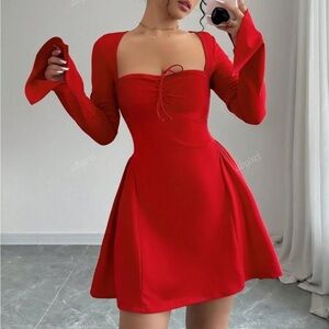 Red Pleated Dress